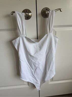 Abercrombie & Fitch White Wide-Strap Bodysuit